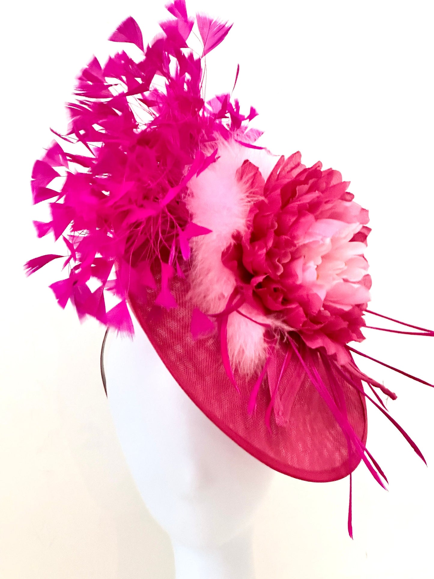 Hot Pink Pink Kentucky Derby Hat Fascinator,Wedding Fascinate  Derby Hat, Pink Church Wedding Fascinator, Garden Tea Party Hat