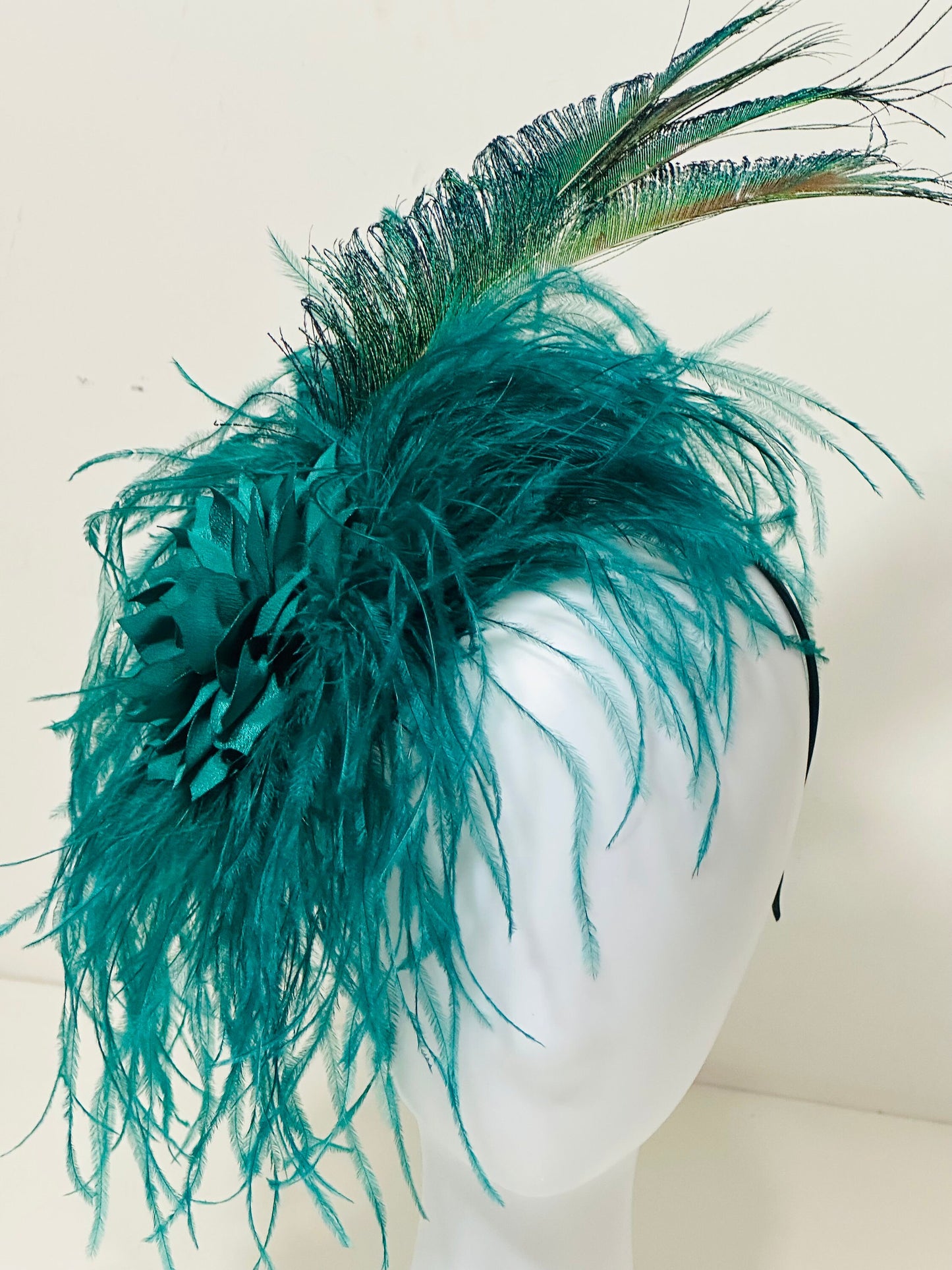 Peacock Fascinator Hat Feather Headband, Christmas Fascinator Hat, Headband Peacock Spheres Green Headband Fascinator Hat