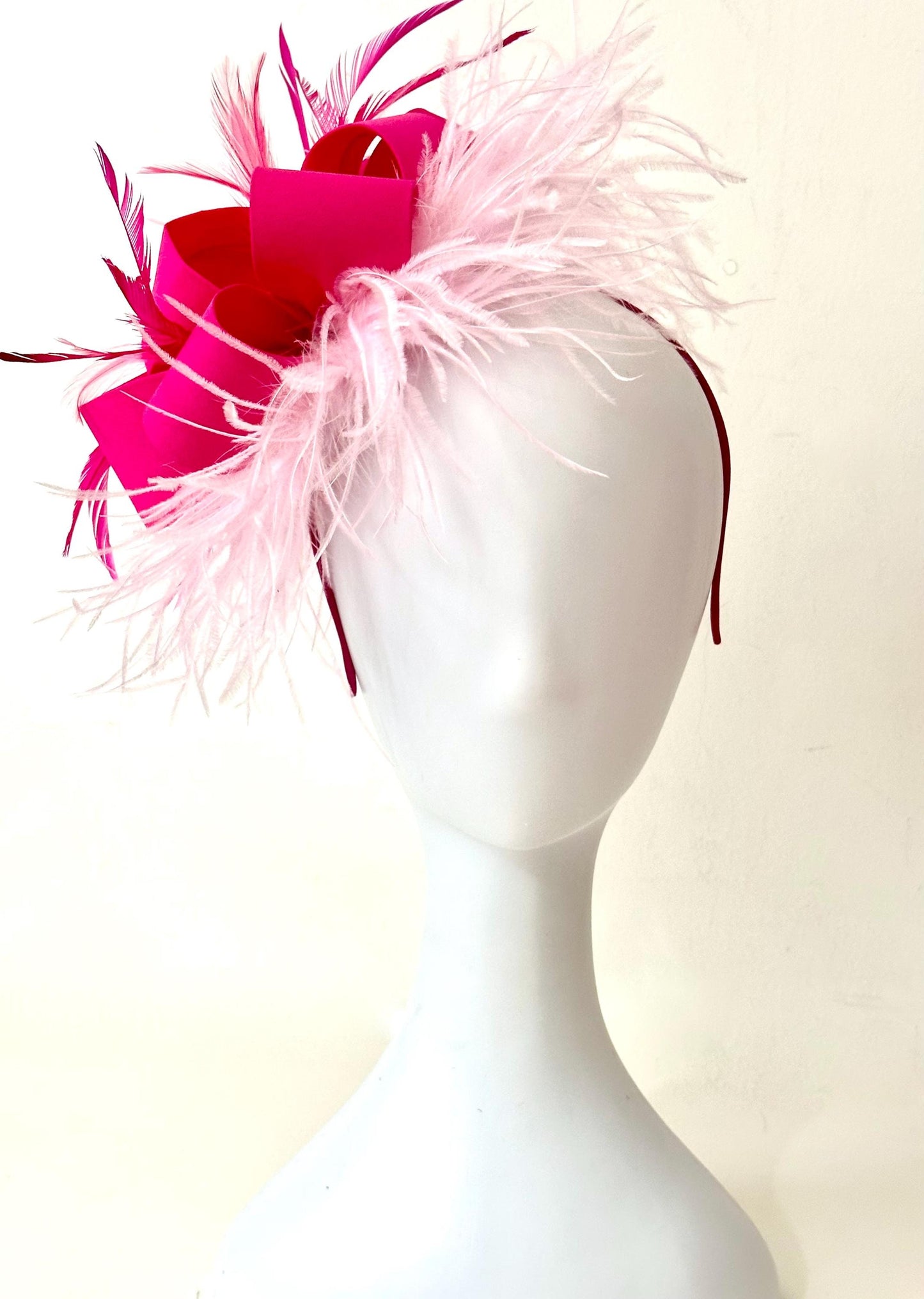 Pink Kentucky Derby Hat Fascinator Headband, Hot Pink, Red, Green Kentucky Derby Hat, Wedding Fascinator, Christmas Fascinator Hat