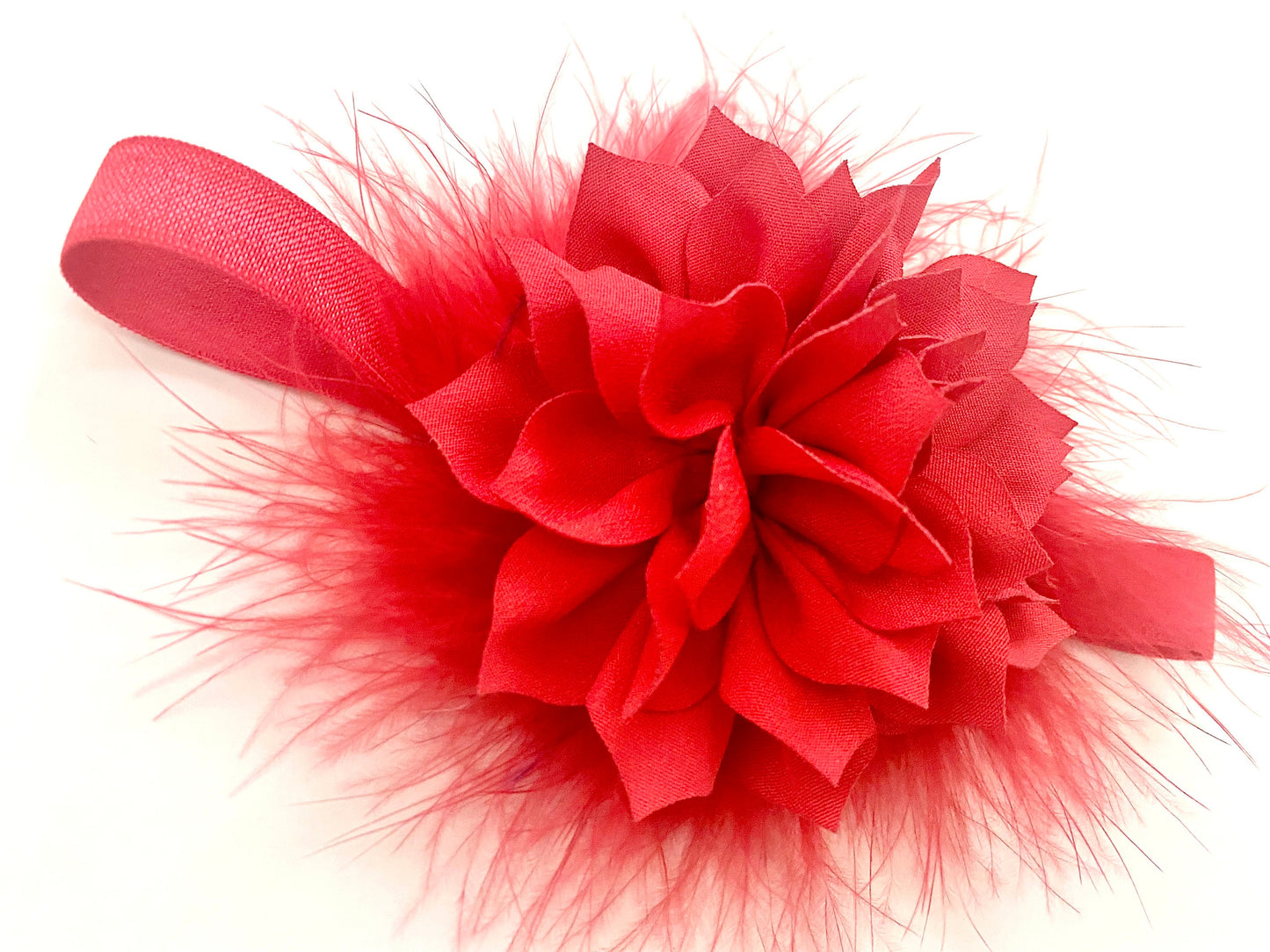 Red Flower Clips, Red Hair Clips, Red Feather Clip, White, Green, Emerald, Hunter Green Burgundy Feather Clips