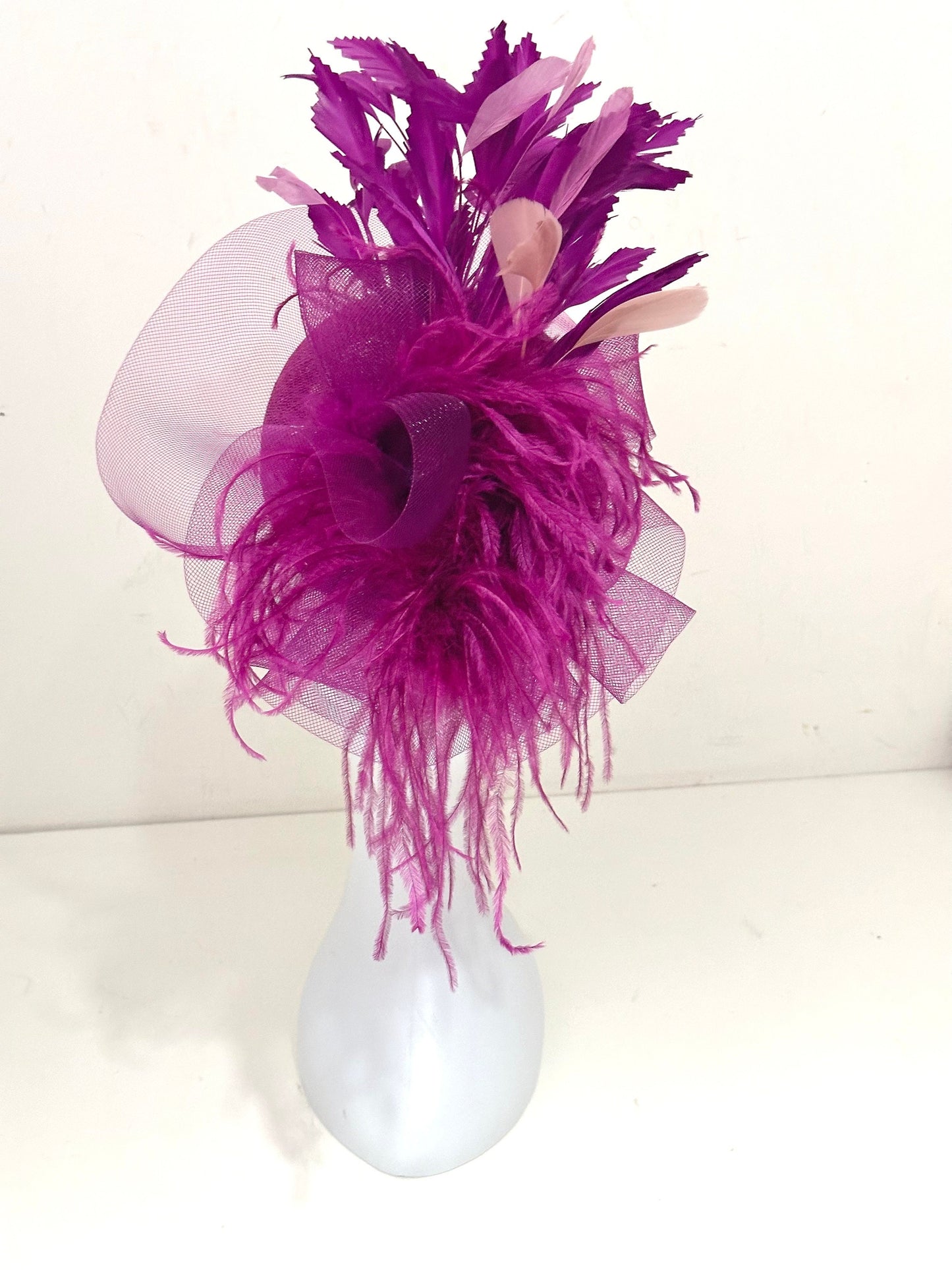 Magenta Plum Fascinator Hat, Kentucky Derby Hat Fascinator Headband, Church Wedding Fascinate Hat, Garden Tea Party Hat,