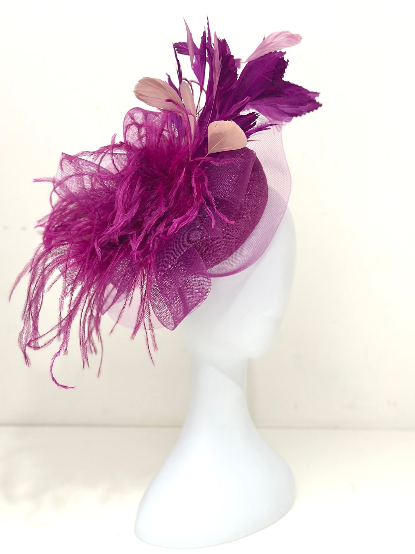 Magenta Plum Fascinator Hat, Kentucky Derby Hat Fascinator Headband, Church Wedding Fascinate Hat, Garden Tea Party Hat,