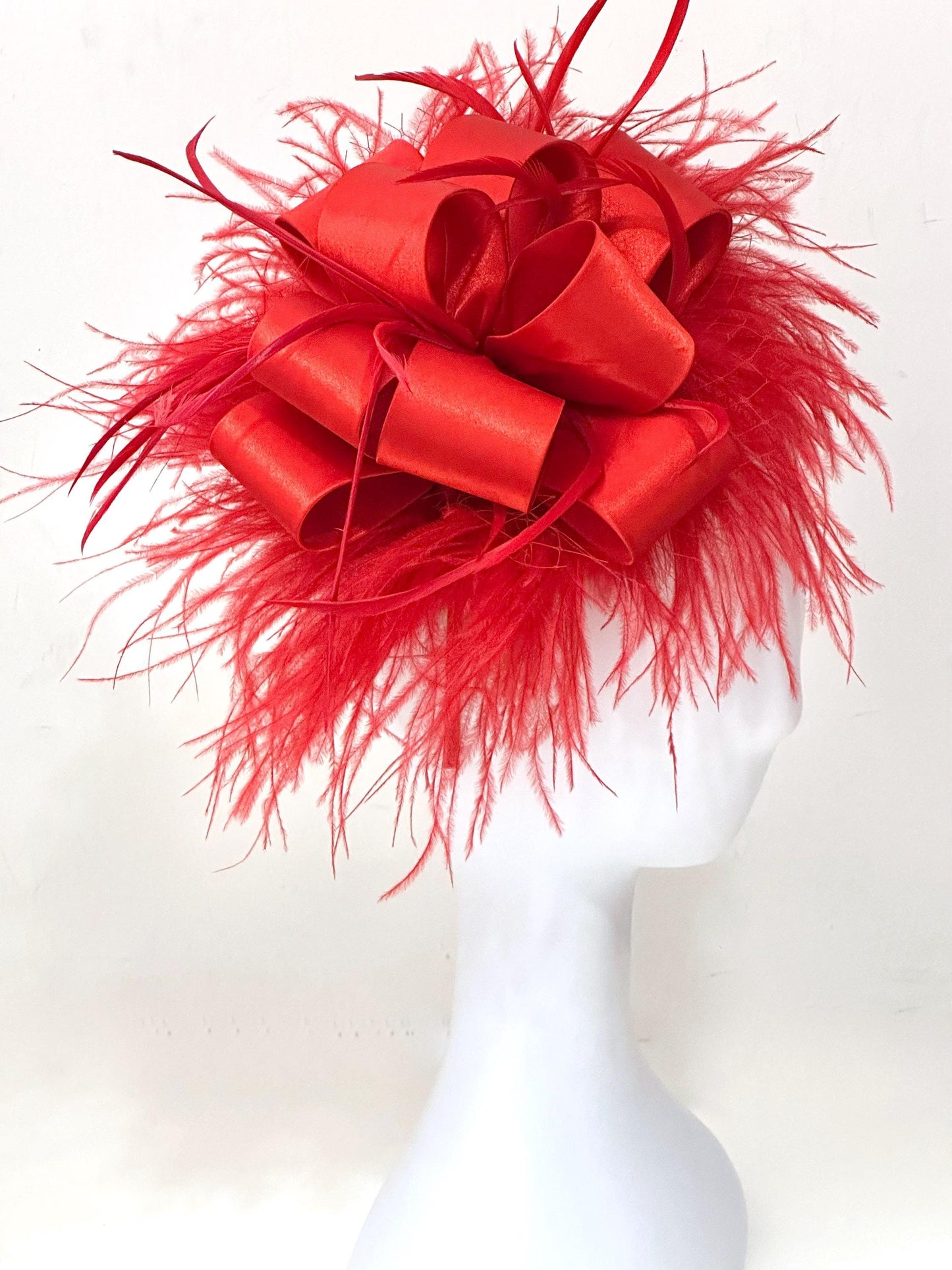 Red Fascinator Hat,  Christmas Fascinator Hat, Red Feather Fascinator Hat, Church Wedding Hat, Kentucky Derby Fascinator,Green,Navy