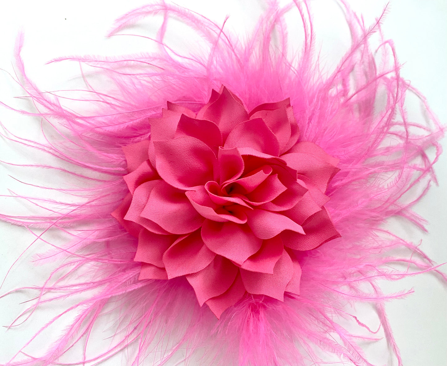 Blush Pale Pink, Hot Pink, Shocking Pink Hair Clips, Wedding Fascinator, Bachelorette Hair clip, Custom Feather Flower Clips, All colors