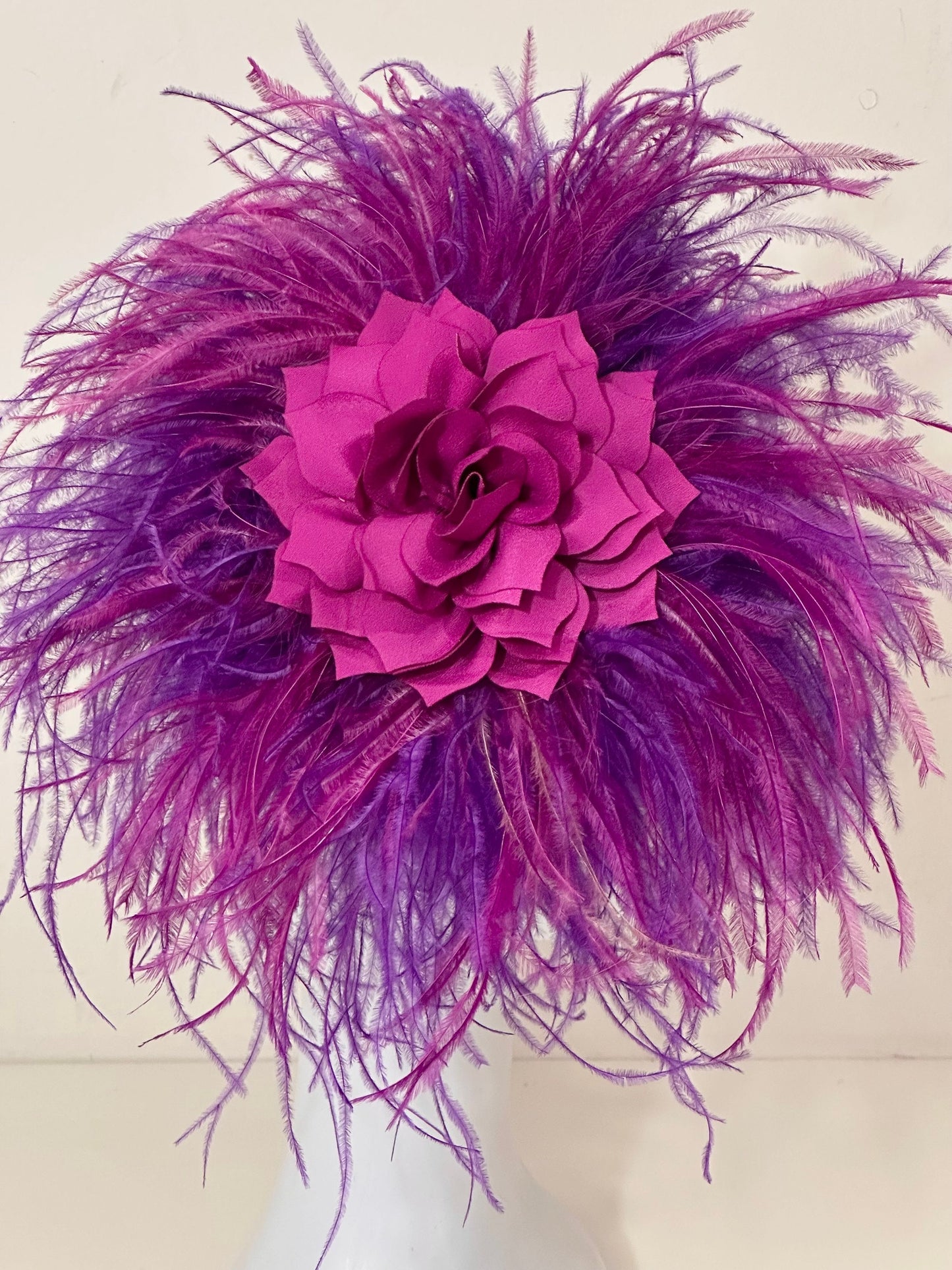 Magenta Plum Fasciantor Headband, Feather Bespoke Headband, Kentucky Derby Hat Fascinator,Magenta Wedding Fascinator Headband