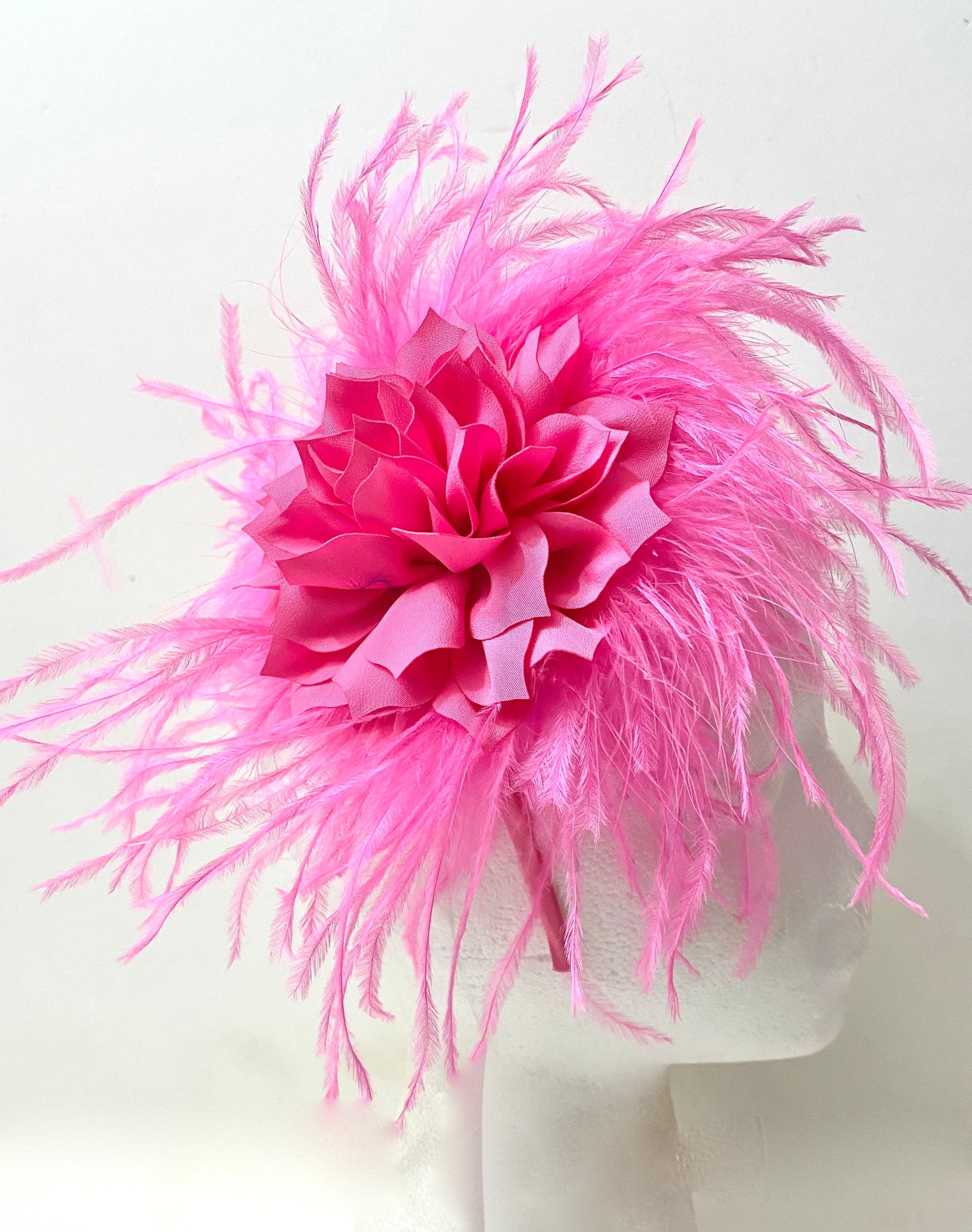 Custom Kentucky Derby Fascinator, Royal Blue Bright Pink Green Navy Blush Beige Ostrich Feather Fascinator Headband, Let me Customize yours!