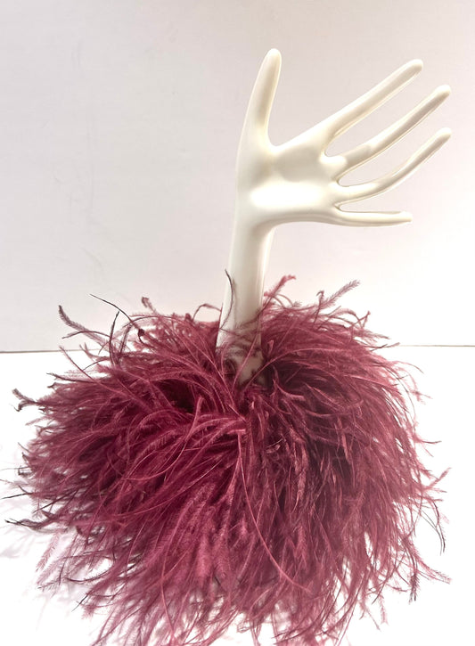 Ostrich Feather  Wrist Cuffs,  Feather Clips,  Feather Brooch,All  colors, 2-10ply  Feather, Burgundy ombre eight ply photo above!