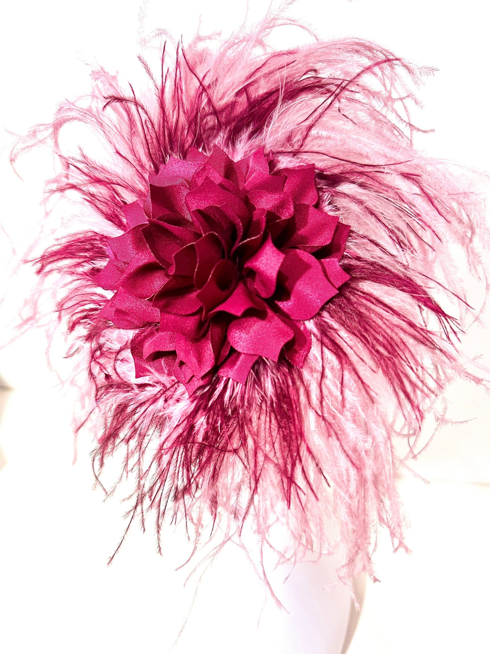 Red Wine Dusty Rose Fascinator Headband, Wedding Fascinator, Feather Headband, Custom Kentucky Derby Hat Fascinator, Custom Feather Headband