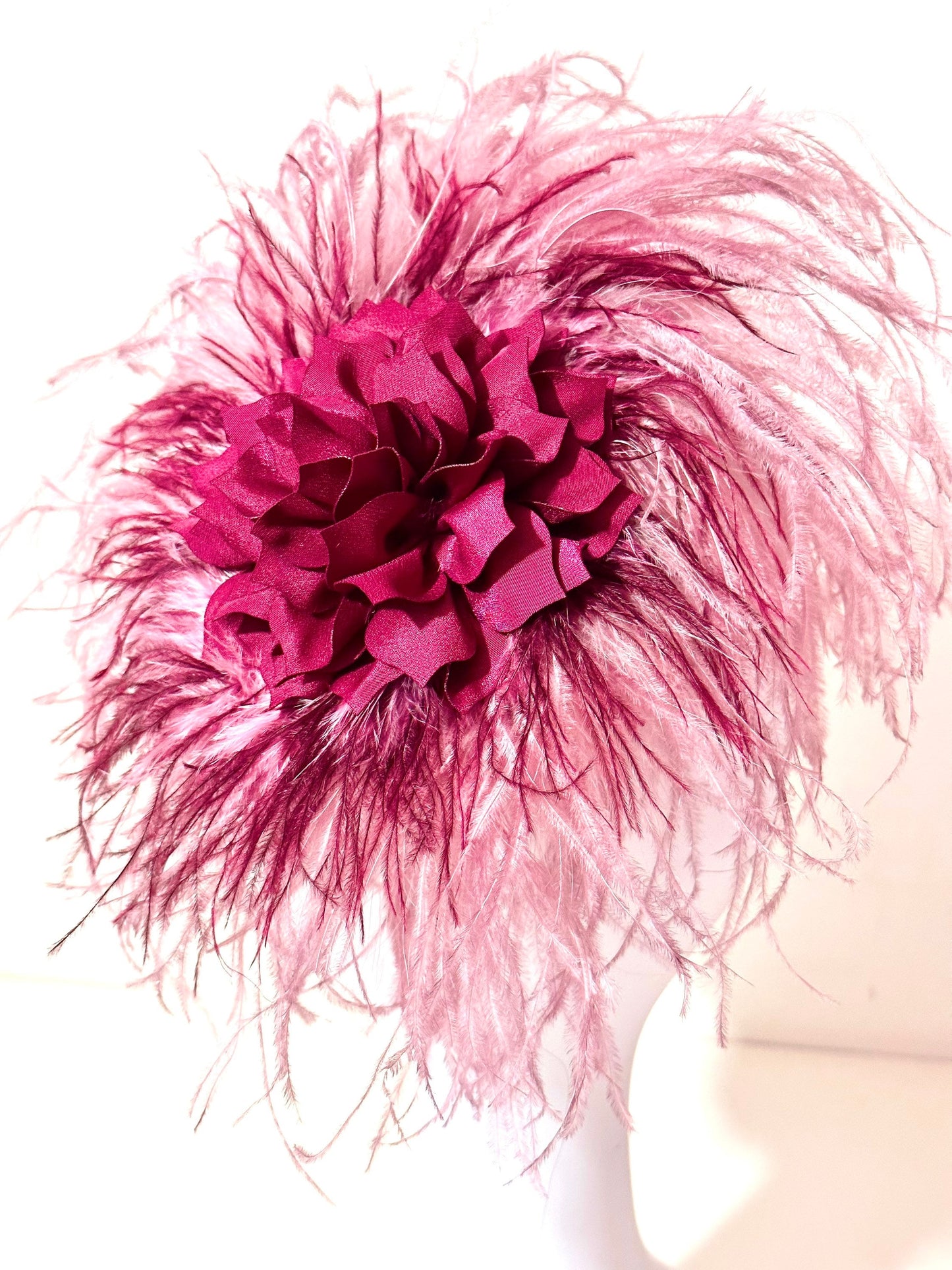 Red Wine Dusty Rose Fascinator Headband, Wedding Fascinator, Feather Headband, Custom Kentucky Derby Hat Fascinator, Custom Feather Headband