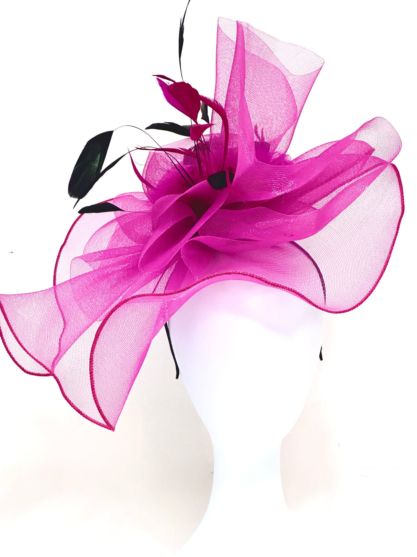 Navy Fascinator Hat Headband, Church Wedding Derby Hat, Navy, Fuchsia Pink Church Derby Hat, Garden Tea Party Hat, Church Hat,