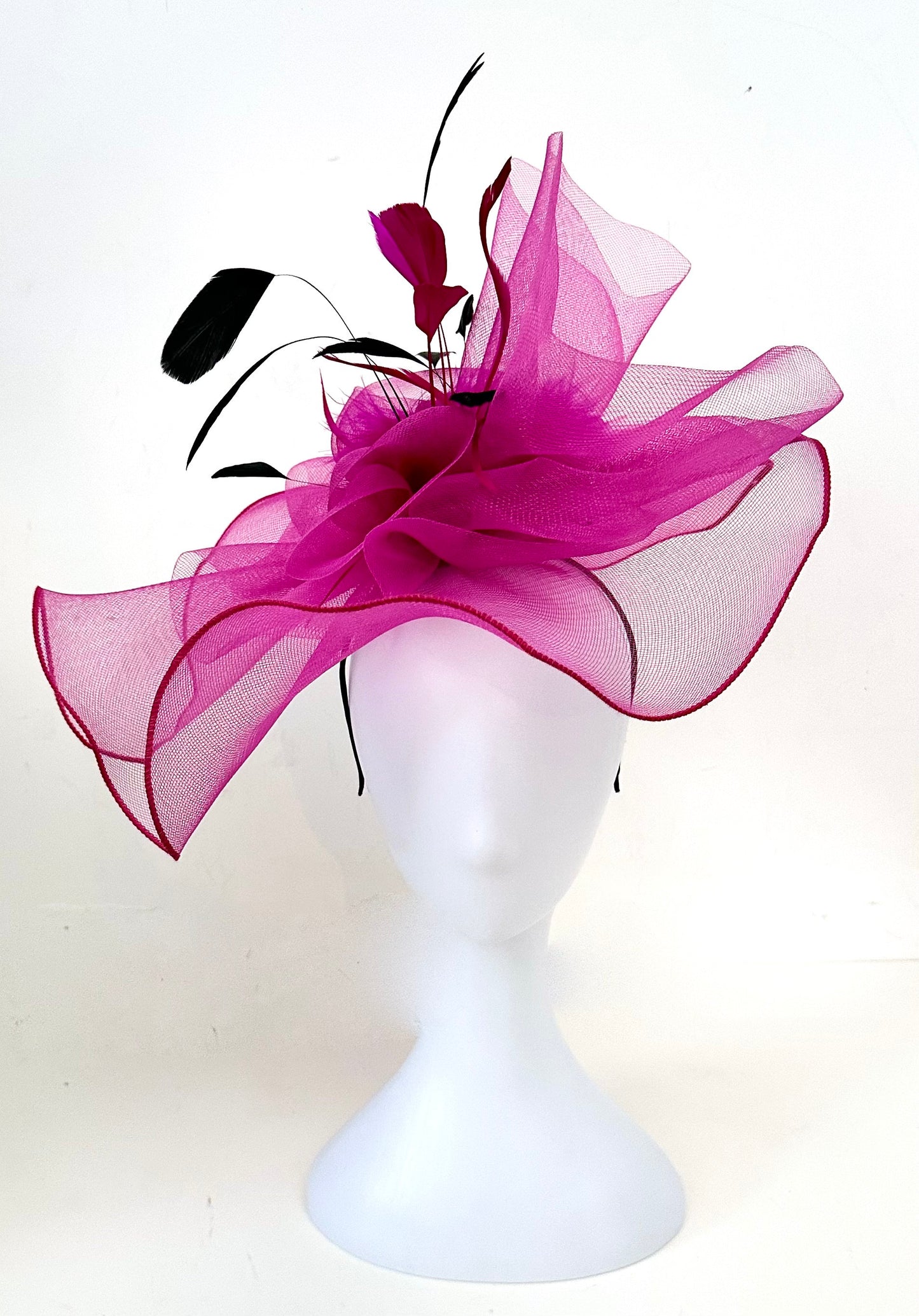 Navy Fascinator Hat Headband, Church Wedding Derby Hat, Navy, Fuchsia Pink Church Derby Hat, Garden Tea Party Hat, Church Hat,