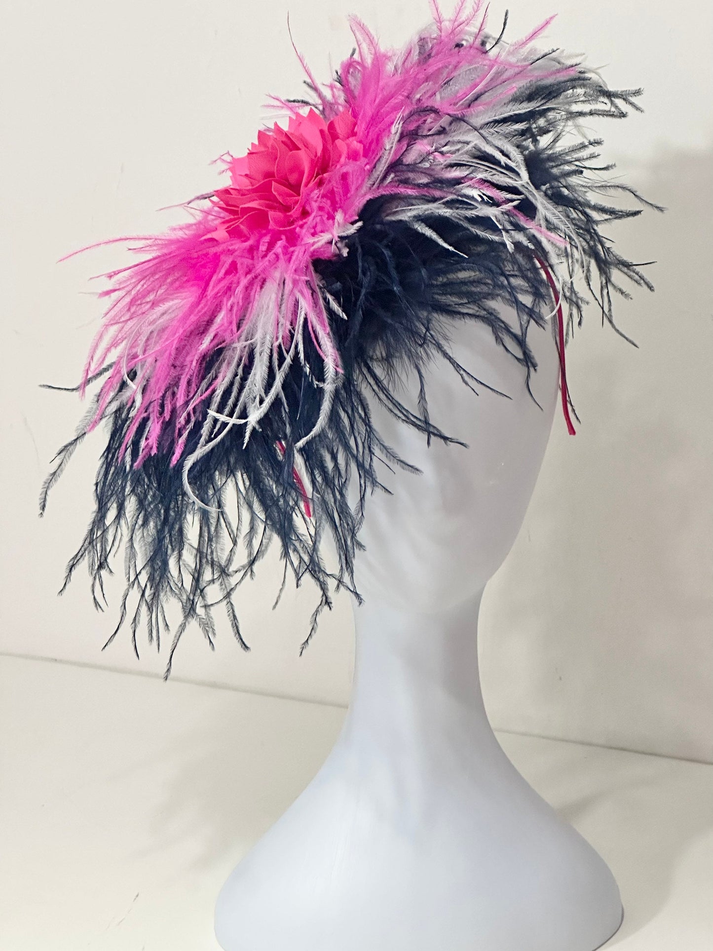 Custom Kentucky Derby Fascinator, Royal Blue Bright Pink Green Navy Blush Beige Ostrich Feather Fascinator Headband, Let me Customize yours!