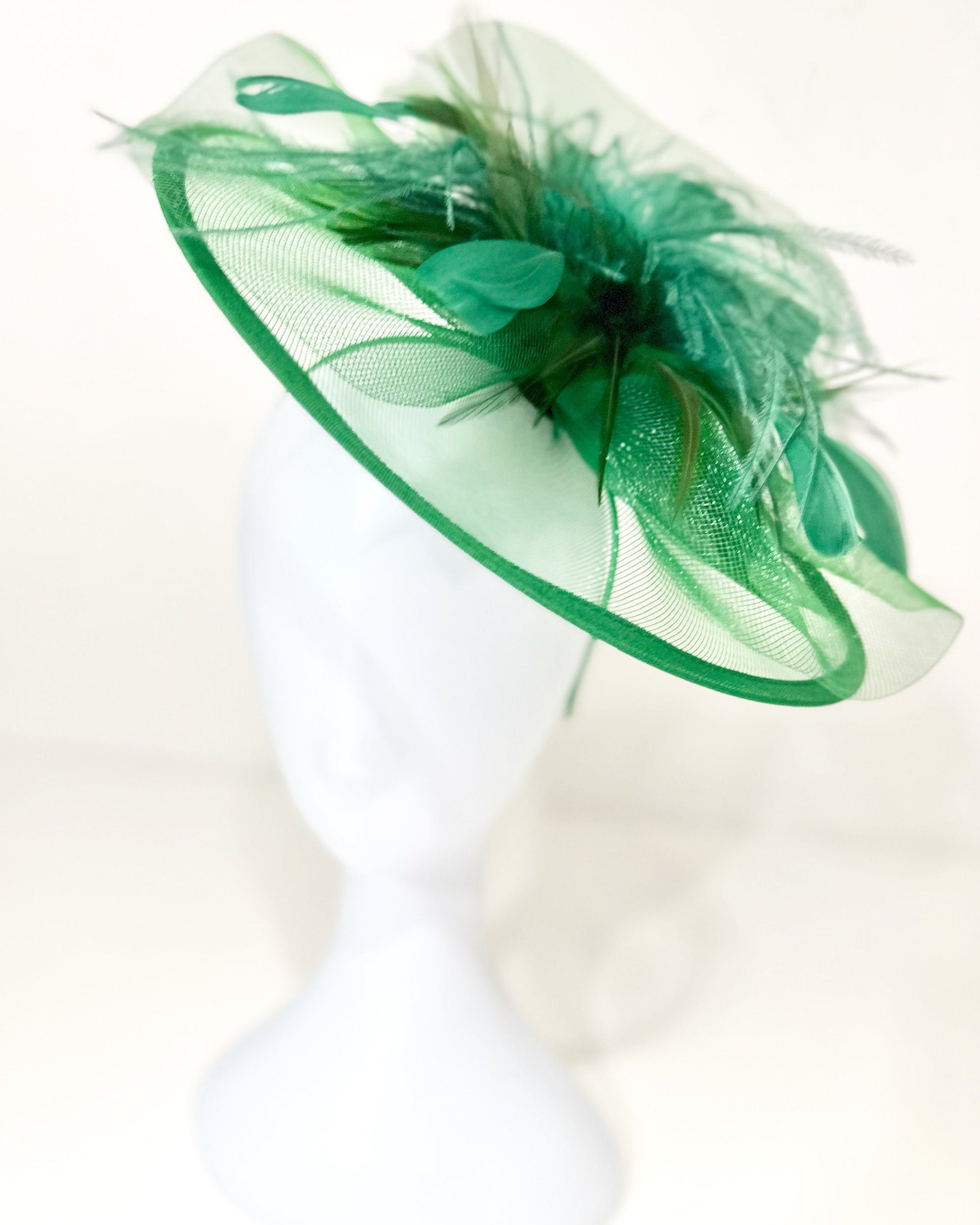 Navy Kentucky Derby Fascinator Headband, Navy,Pink, Green Feather Hat, High Tea Hat, Pink, Navy, Black Fascinator Hat, Church Hat