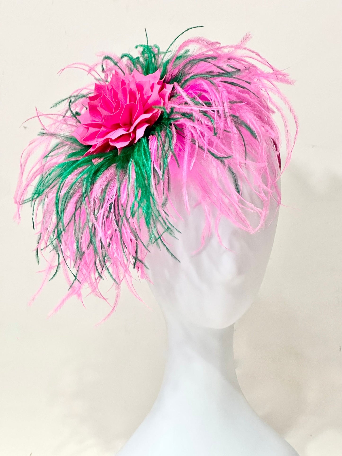 Custom Kentucky Derby Fascinator, Royal Blue Bright Pink Green Navy Blush Beige Ostrich Feather Fascinator Headband, Let me Customize yours!