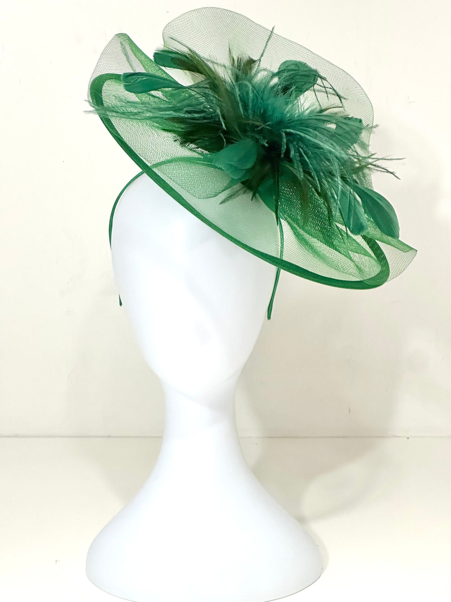 Navy Kentucky Derby Fascinator Headband, Navy,Pink, Green Feather Hat, High Tea Hat, Pink, Navy, Black Fascinator Hat, Church Hat