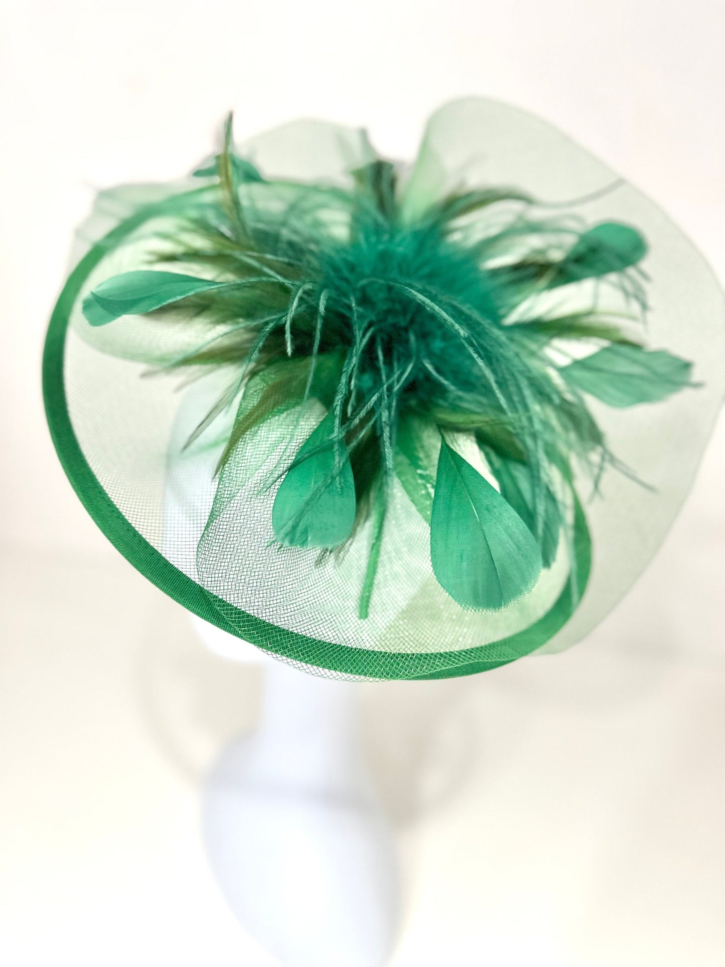 Navy Kentucky Derby Fascinator Headband, Navy,Pink, Green Feather Hat, High Tea Hat, Pink, Navy, Black Fascinator Hat, Church Hat