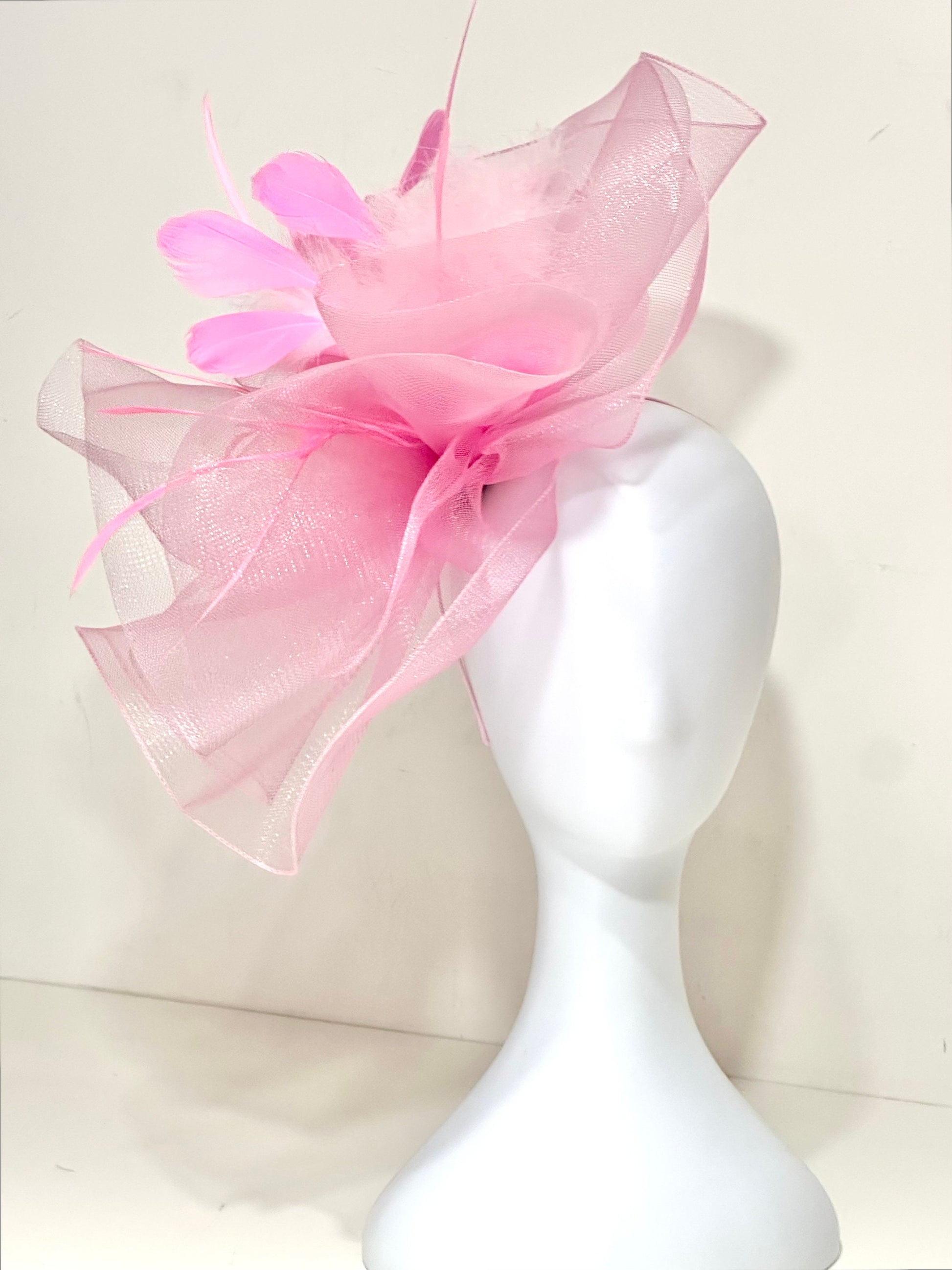 Fuchsia Pink Fascinator Hat, Pink Crinoline Derby Fascinator Hat, Deep Pink Church Hat, Green, Navy, High Tea Church Hat,