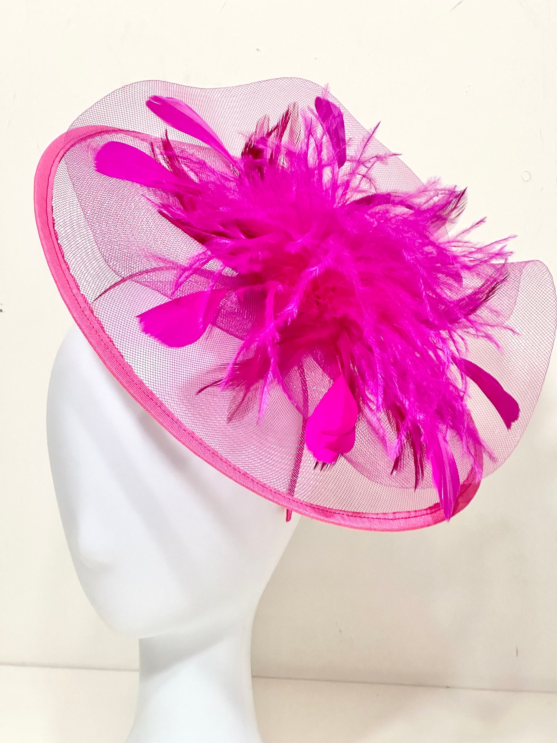 Navy Kentucky Derby Fascinator Headband, Navy,Pink, Green Feather Hat, High Tea Hat, Pink, Navy, Black Fascinator Hat, Church Hat