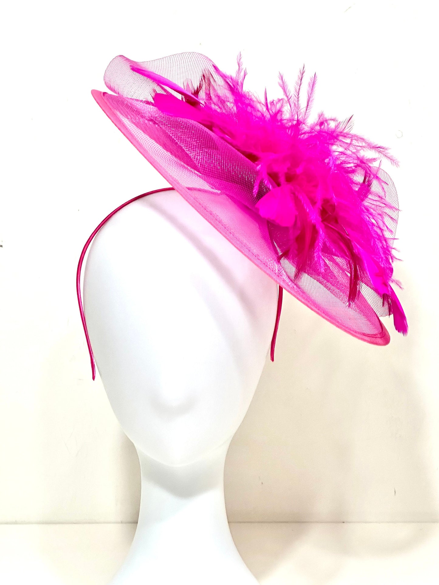 Navy Kentucky Derby Fascinator Headband, Navy,Pink, Green Feather Hat, High Tea Hat, Pink, Navy, Black Fascinator Hat, Church Hat