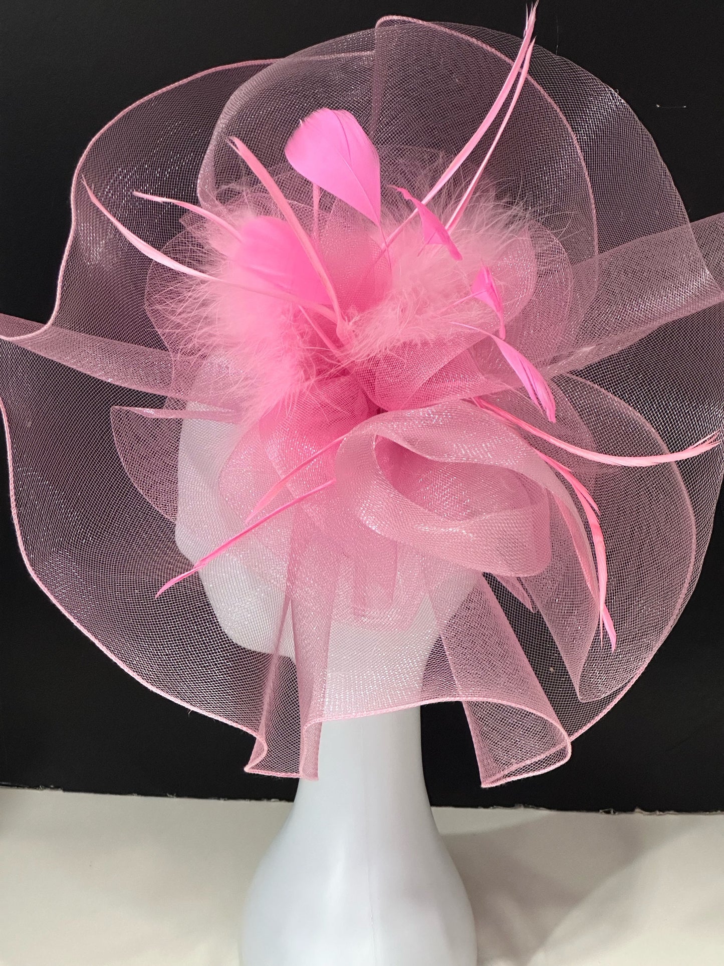 Navy Fascinator Hat Headband, Church Wedding Derby Hat, Navy, Fuchsia Pink Church Derby Hat, Garden Tea Party Hat, Church Hat,