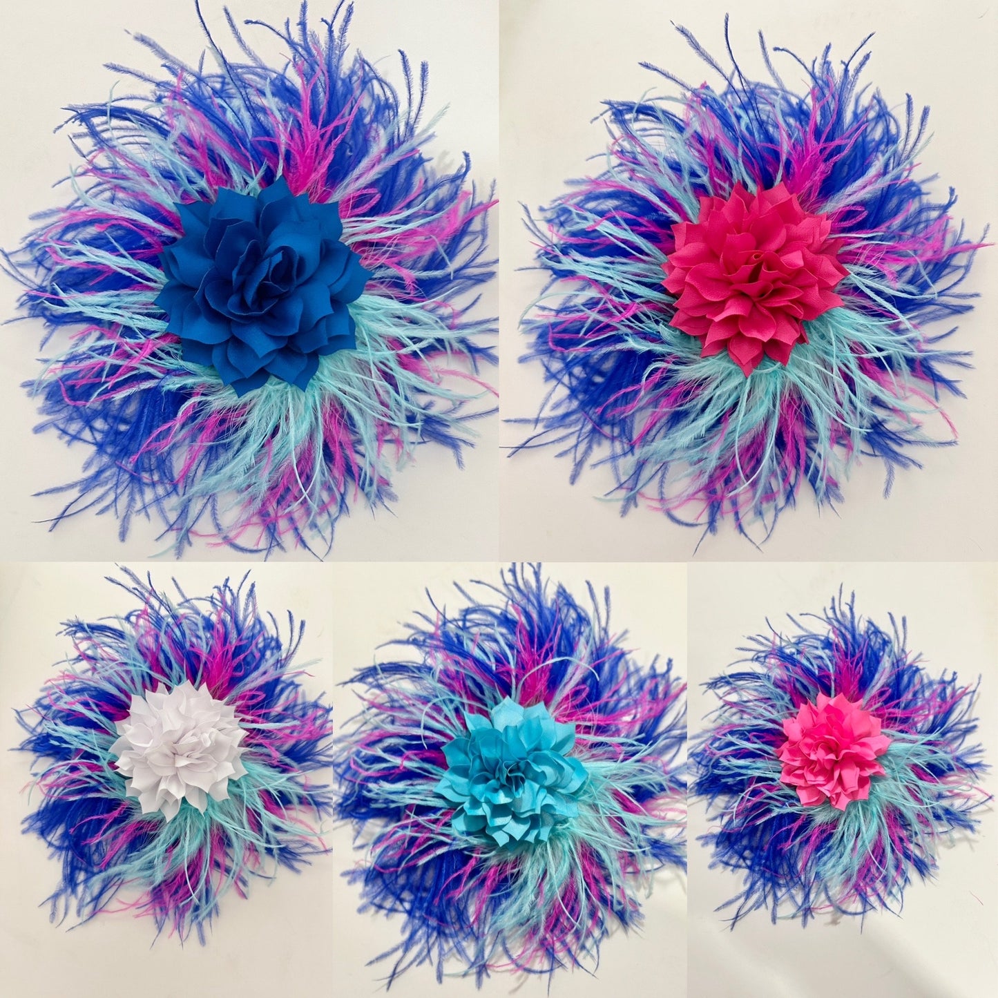 Custom Kentucky Derby Fascinator, Bright Pink Green Navy Blush Beige Ostrich Feather Fascinator Headband, Let me Customize yours!!