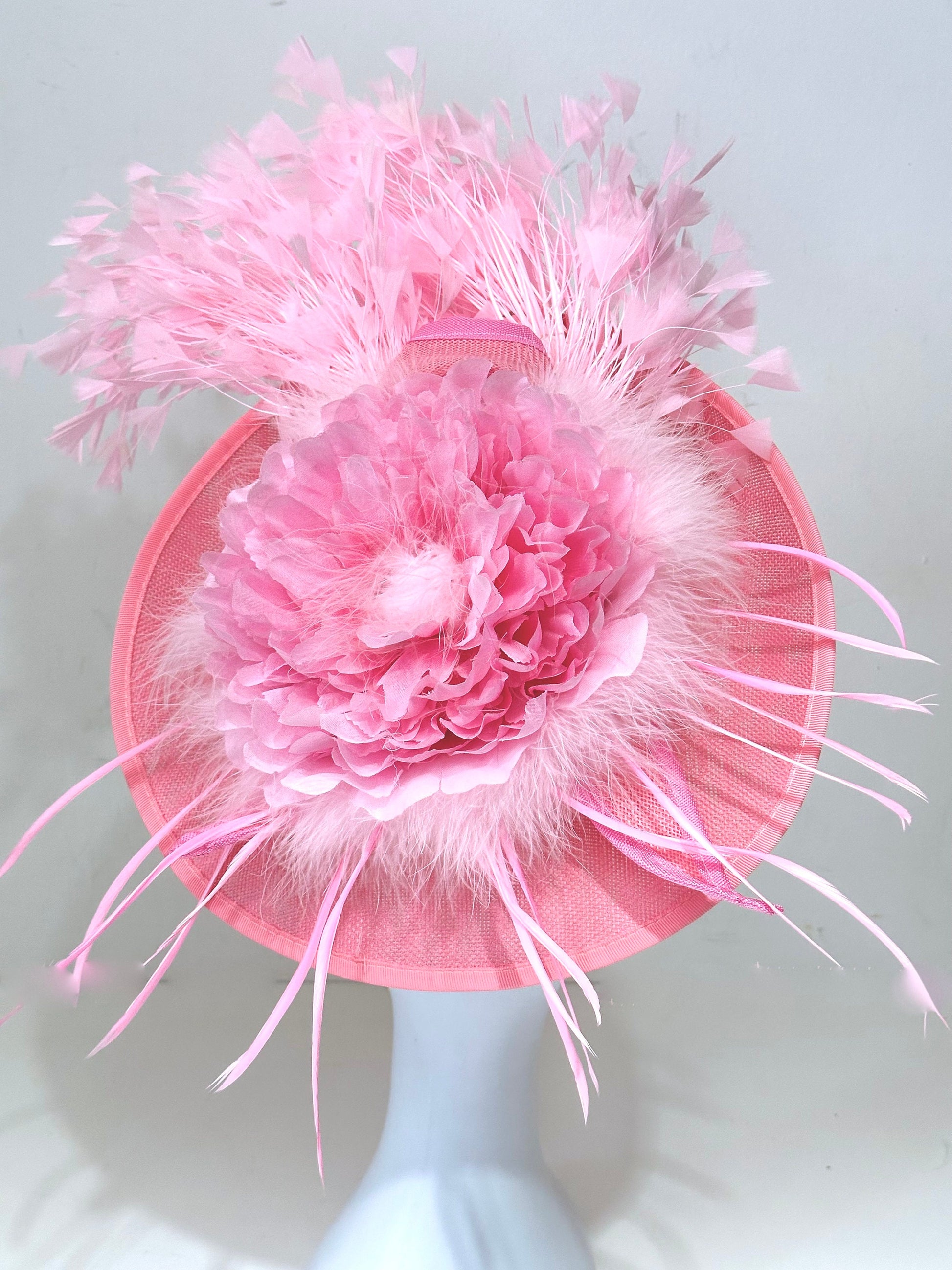 Hot Pink Pink Kentucky Derby Hat Fascinator,Wedding Fascinate Derby Hat, Pink Church Wedding Fascinator, Garden Tea Party Hat