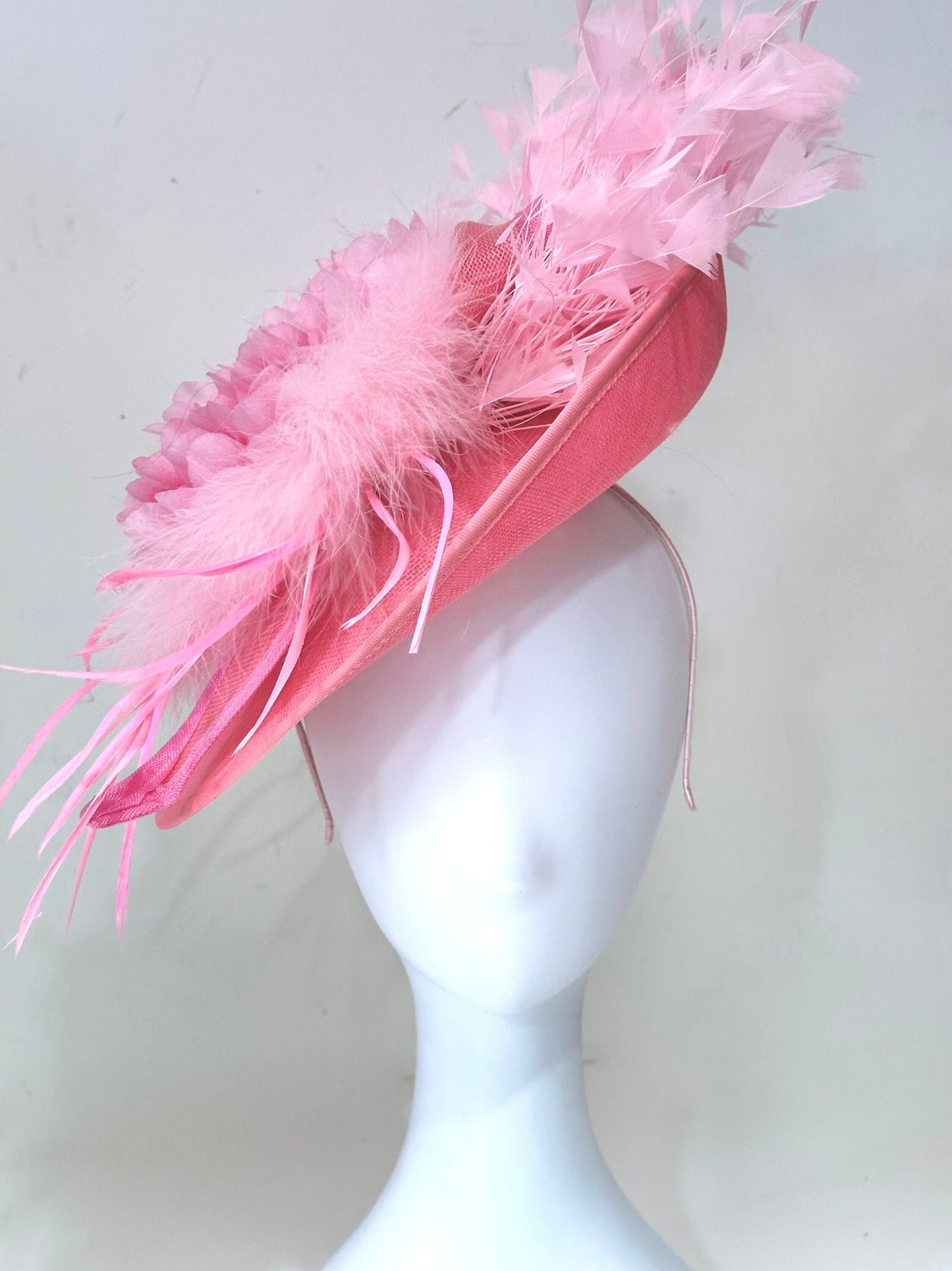 Pink Fascinator Hat, Church Wedding Hat, Derby Fascinator Hat, Pink Hot Pink Derby Hat, Wedding Fascinate, High Tea Party Hat,