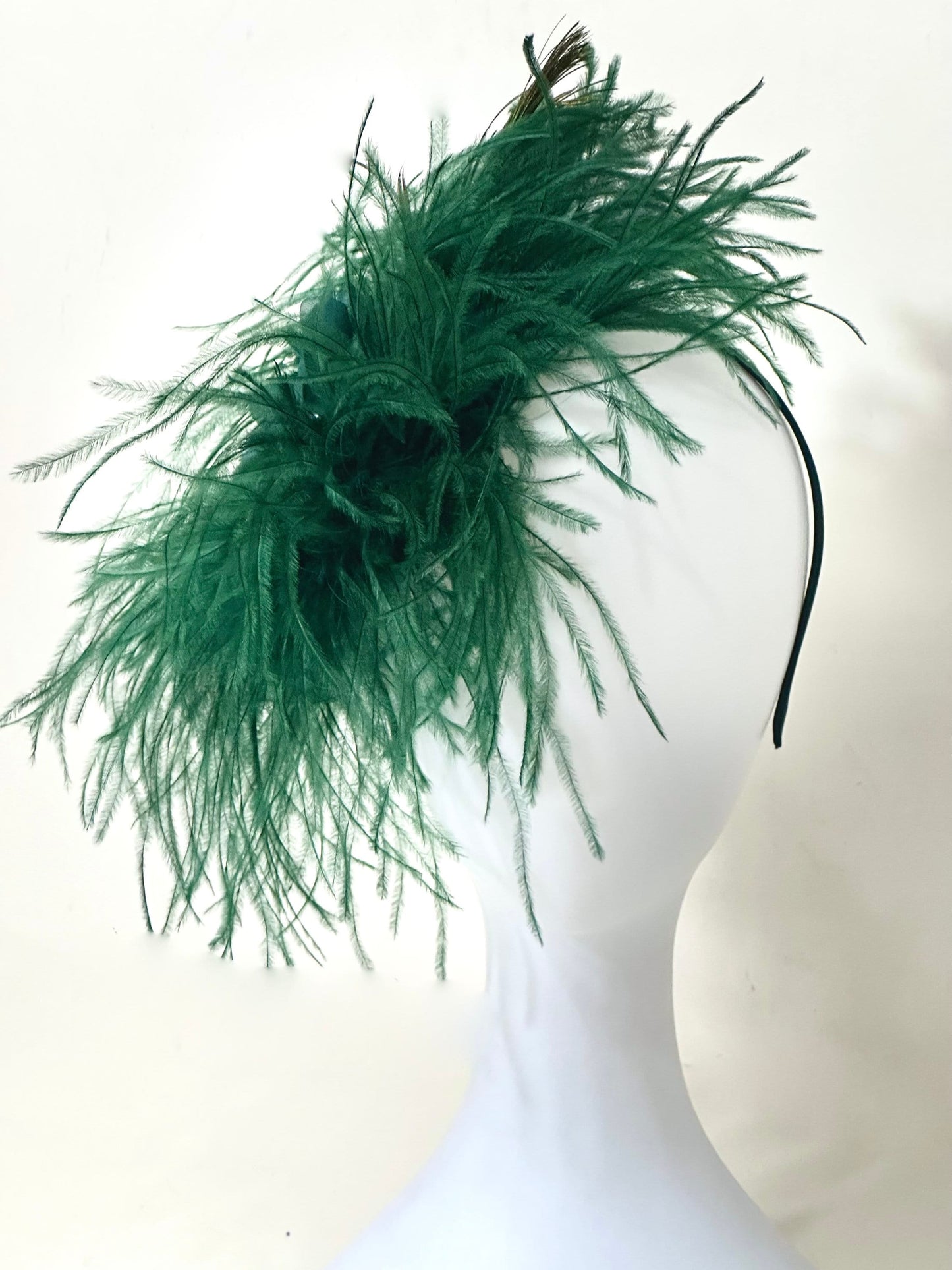 Dark Green Peacock Feather Fascinator Headband, Christmas Fascinator, Peacock Fascinator Headband, Wedding Fascinator, Hunter Green Headband