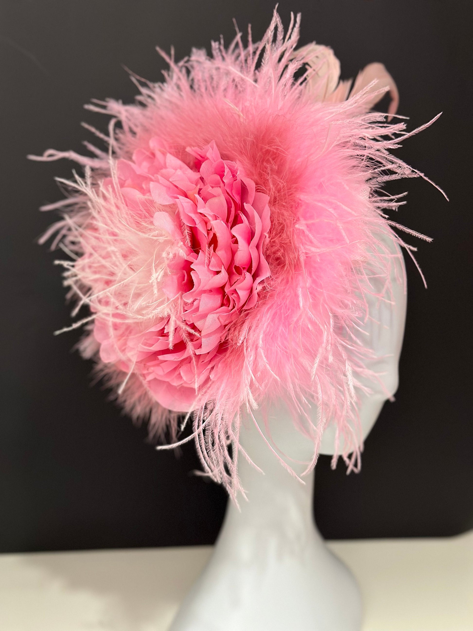 Pink Feather Hat, Kentucky Derby Fascinator Hat, Church Derby Hat, Wedding Pink High Tea Hat,Church Derby Hat, Wedding Fascinate