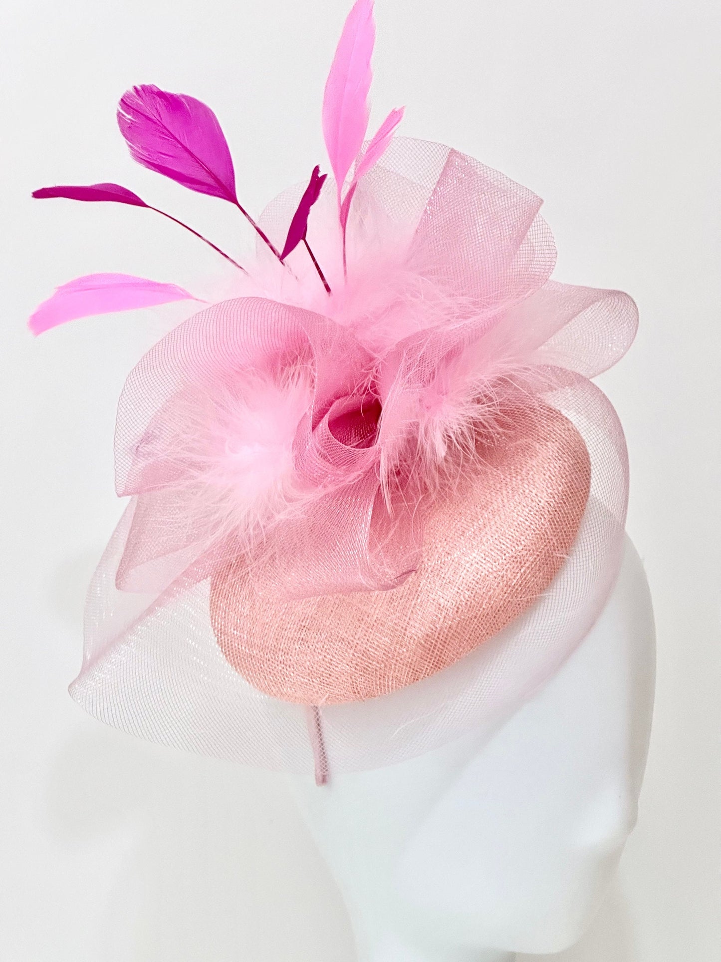 Pink Hot Pink Kentucky Derby Fascinator Hat, Church Wedding Tea Party Hat, Custom Fascinator Hat