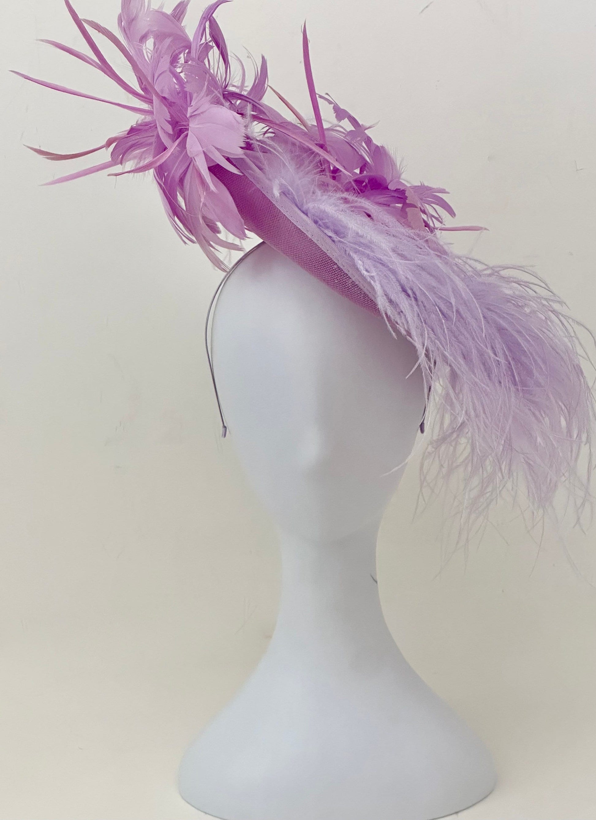 Lavender Lilac Feather Church Hat