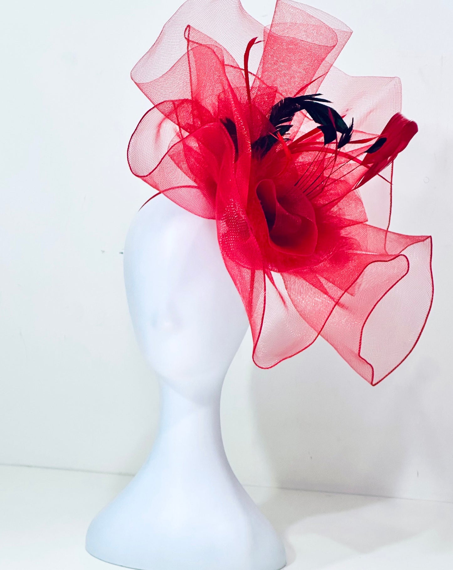 Big Kentucky Derby Hat, Deep Red Wine Fascinator Hat, Berry Pink, Black,Navy Derby Hat, Church Hat Fascinator,Sheer Crinoline Derby Hat