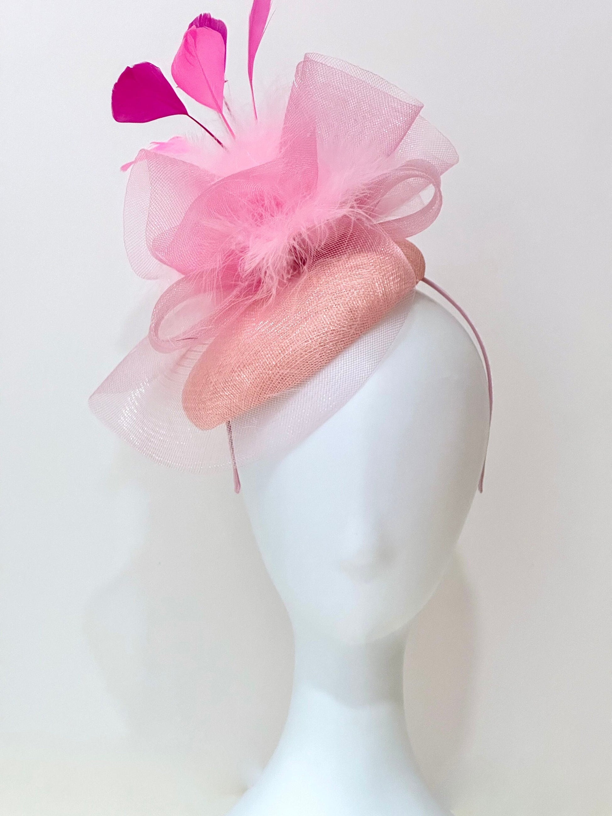 Pink Hot Pink Kentucky Derby Fascinator Hat, Church Wedding Tea Party Hat, Custom Fascinator Hat