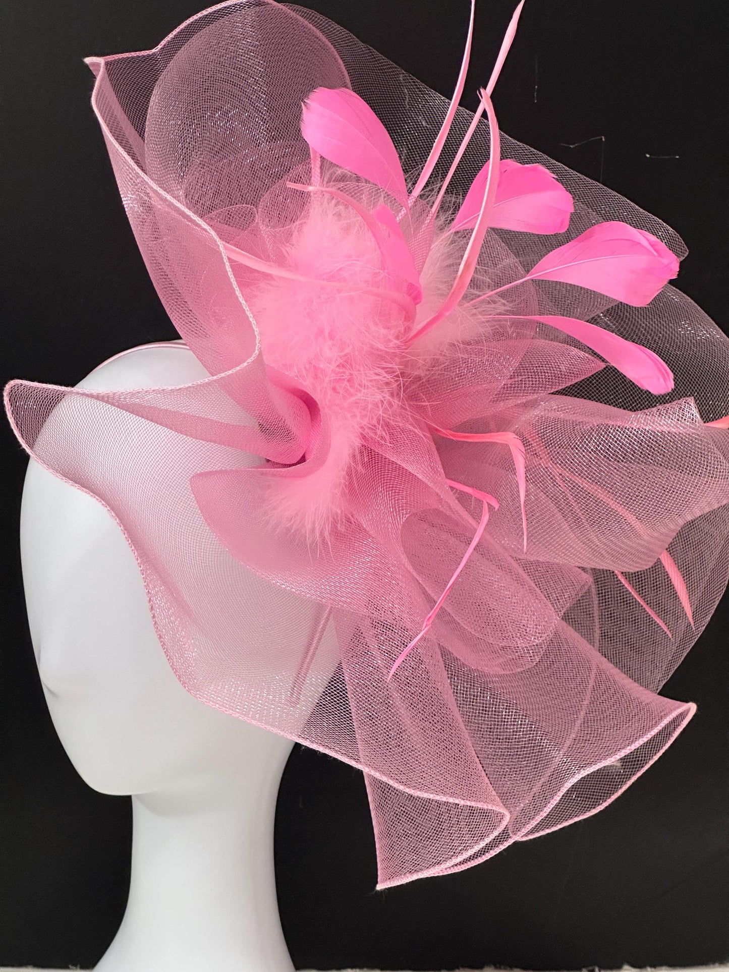 Navy Fascinator Hat Headband, Church Wedding Derby Hat, Navy, Fuchsia Pink Church Derby Hat, Garden Tea Party Hat, Church Hat,