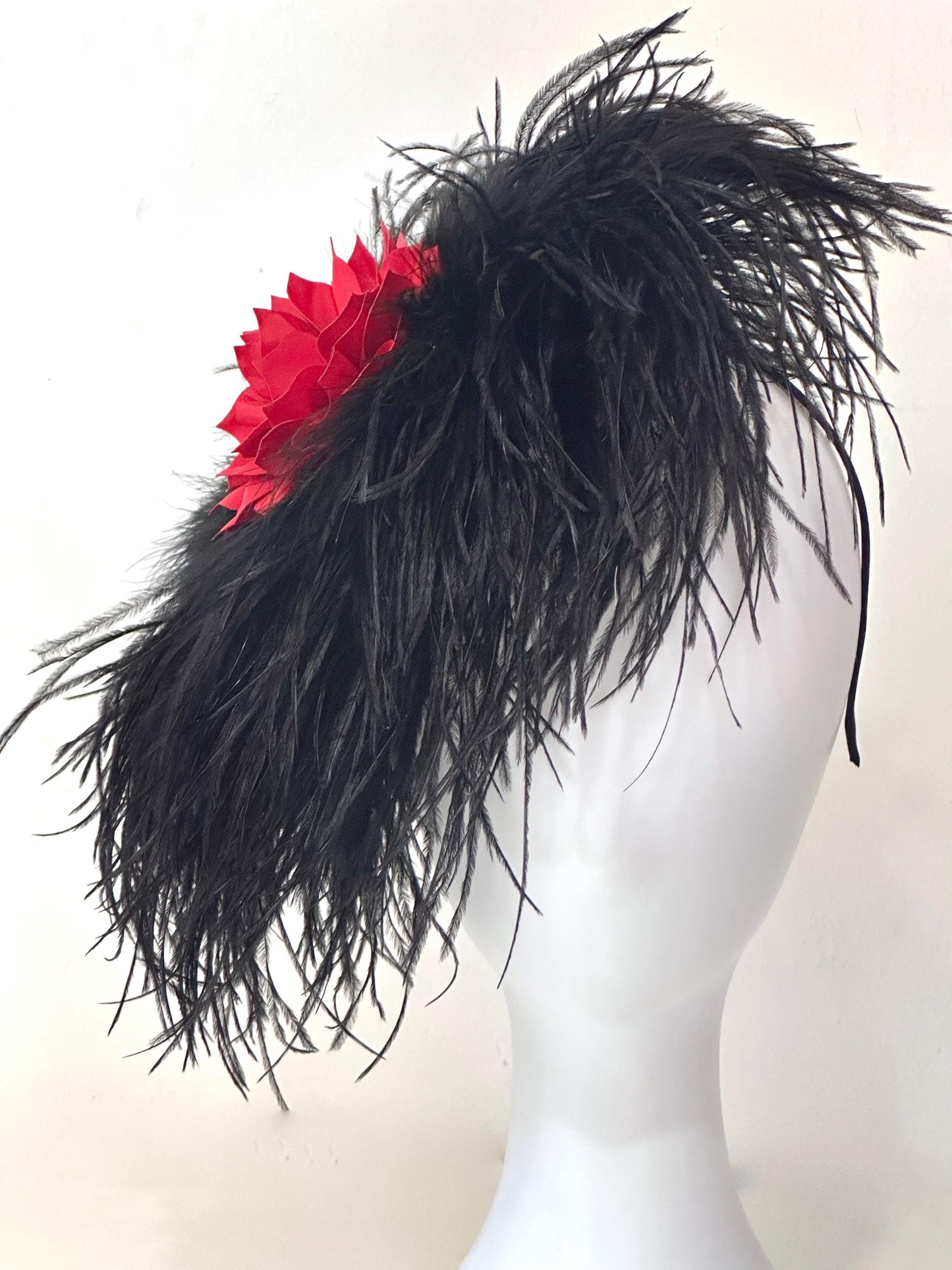 Red Black Fascinator Hat Headband, Black Red Feather Headband,Red and Black Fascinator Headband, Derby Fascinator Hat,Custom Headband