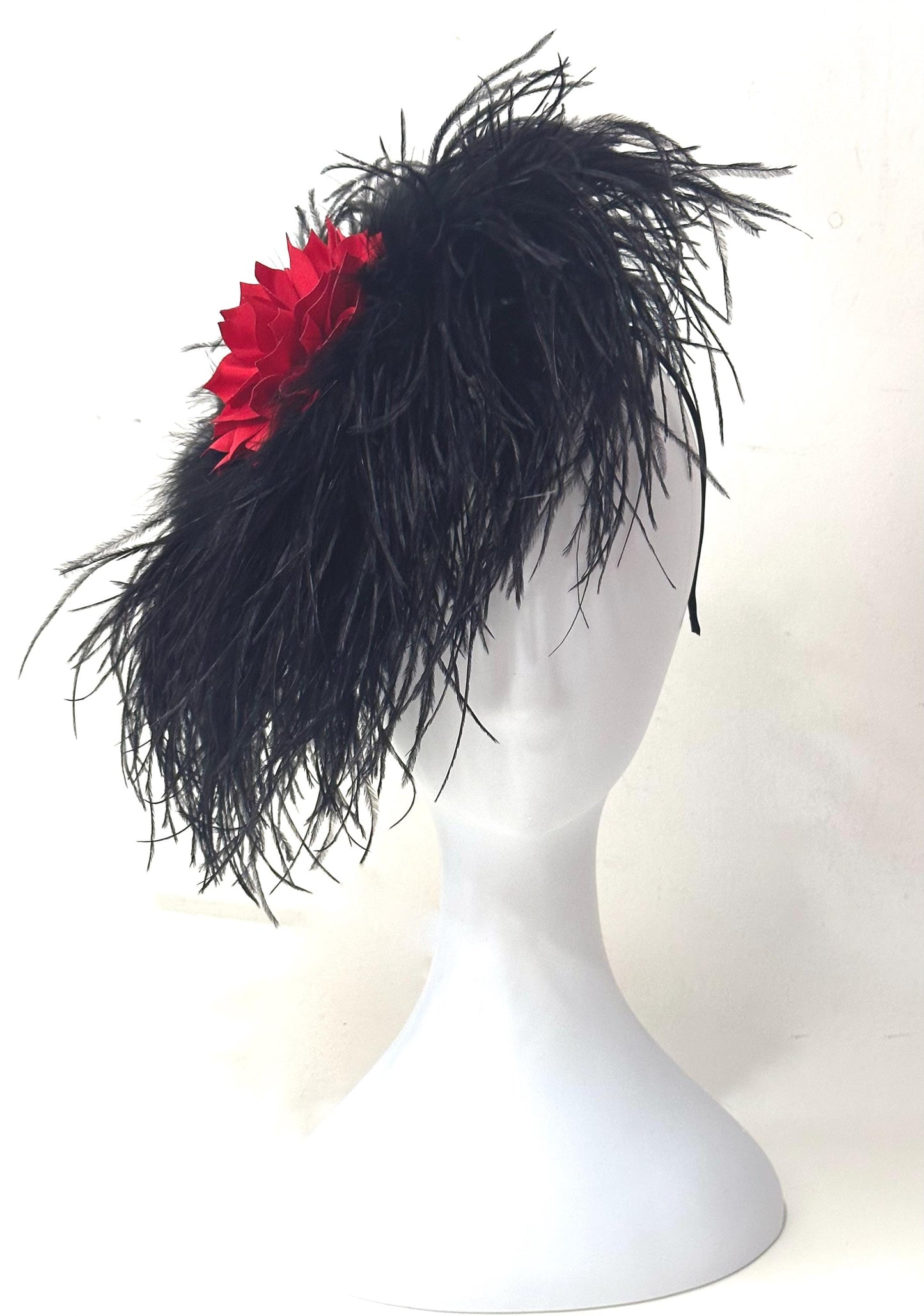 Red Black Fascinator Hat Headband, Black Red Feather Headband,Red and Black Fascinator Headband, Derby Fascinator Hat,Custom Headband