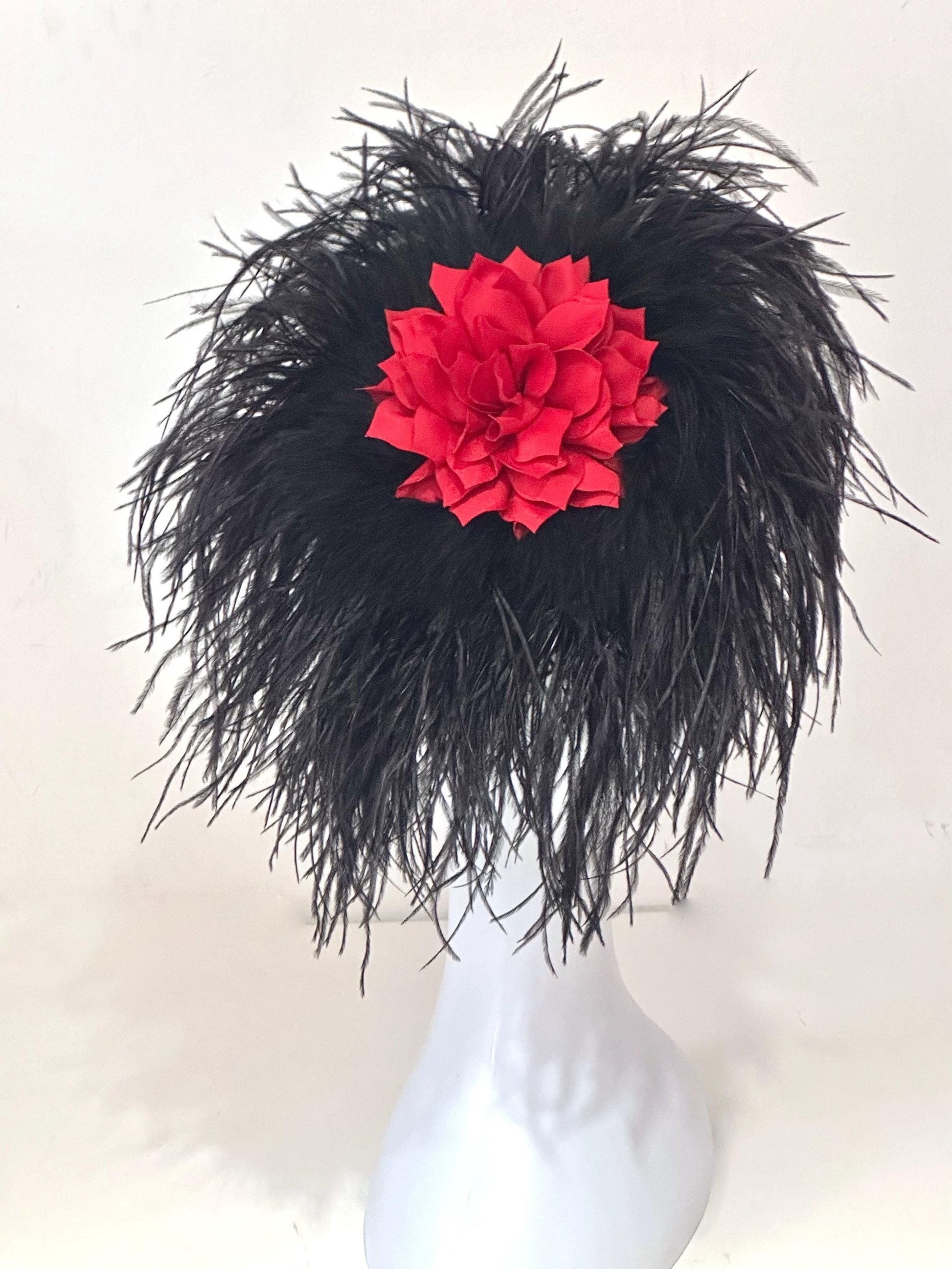 Red Black Fascinator Hat Headband, Black Red Feather Headband,Red and Black Fascinator Headband, Derby Fascinator Hat,Custom Headband