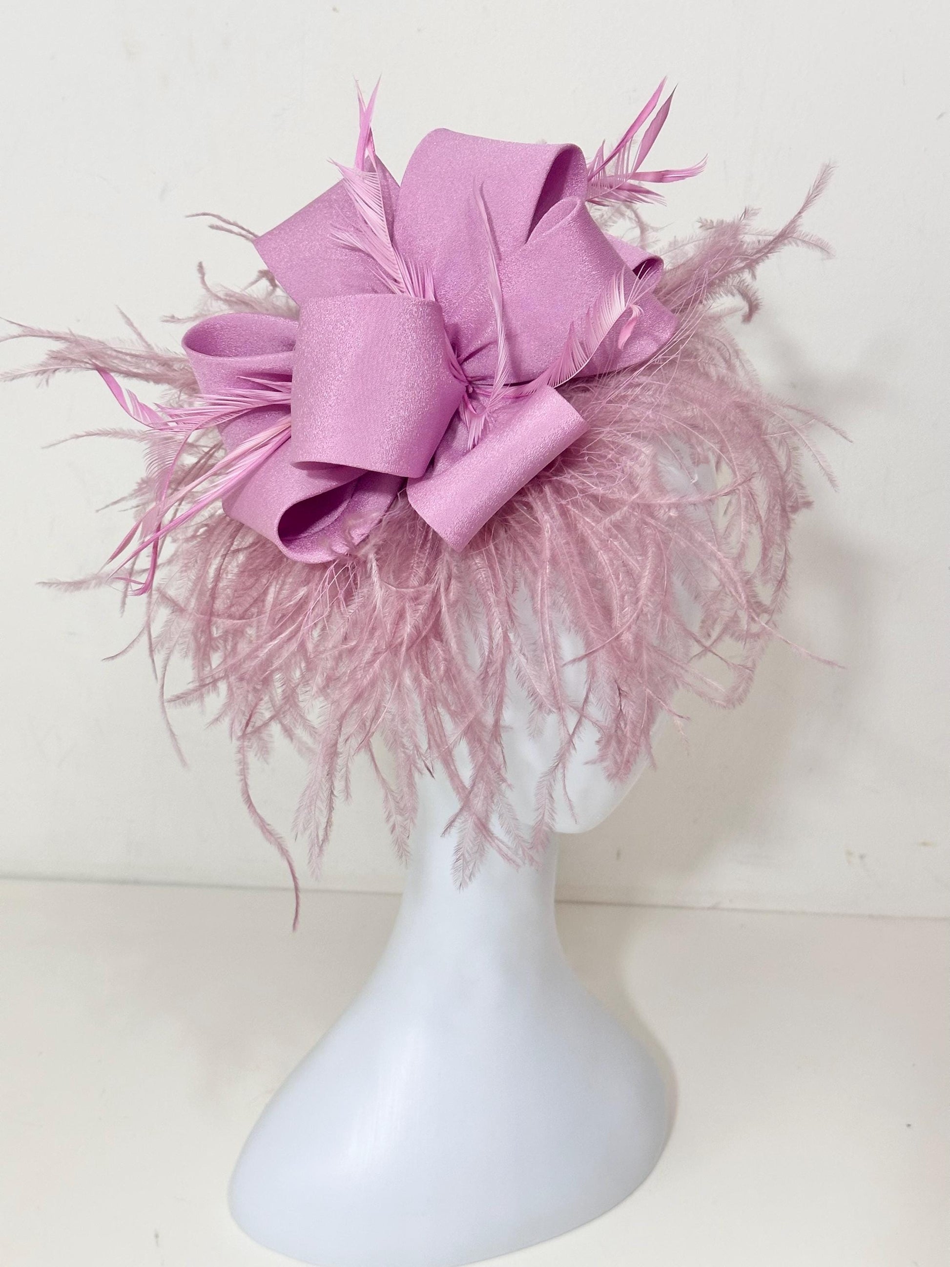 Pink Hot Pink Fascinator Hat Headband, Kentucky Derby Hat Fascinator, Pink Feather Hat Fascinator, Church Wedding Hat Fascinator Headband