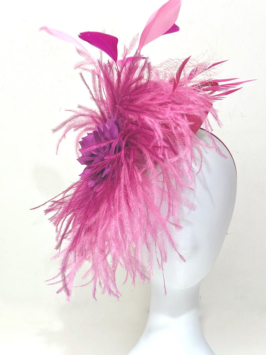 Fushcia Pink Fascinator Hat, Pink Mauve Fascinator Hat, Wedding Fascinator Hat, Church Veil Hat, Kentucky Derby Hat