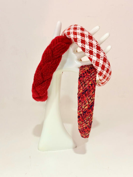 Christmas Heasbands, Red White Headband, Fabric Padded Headband, Red Velvet Headband, Holiday Headband, Christmas Gifts for Women, Gift set