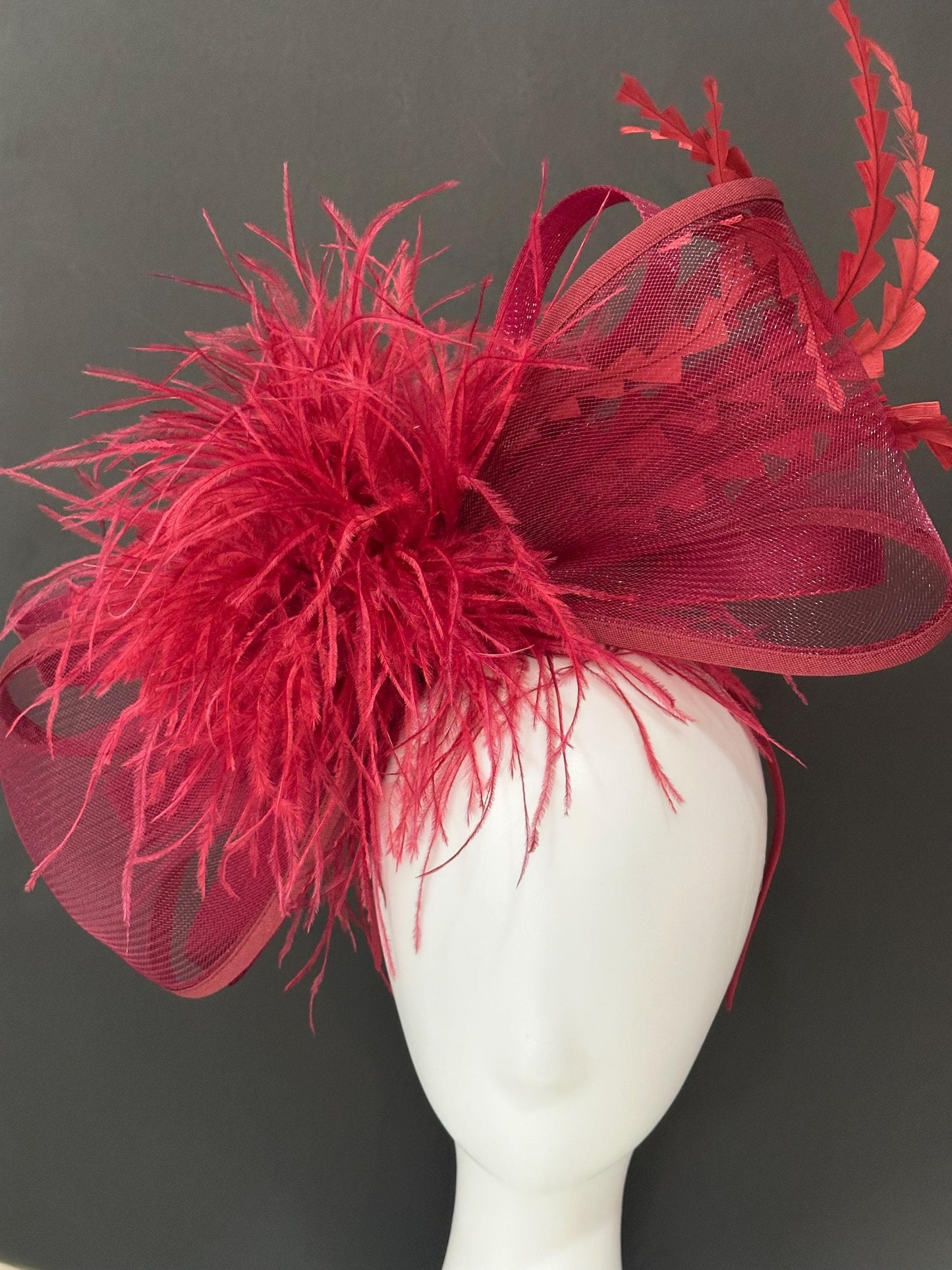 Red Wine Fascinator, Christmas Headband, Bow Fascinator Headband, Wedding Fascinate, Big Derby Fascinate Hat Green Pink Magenta White Bow