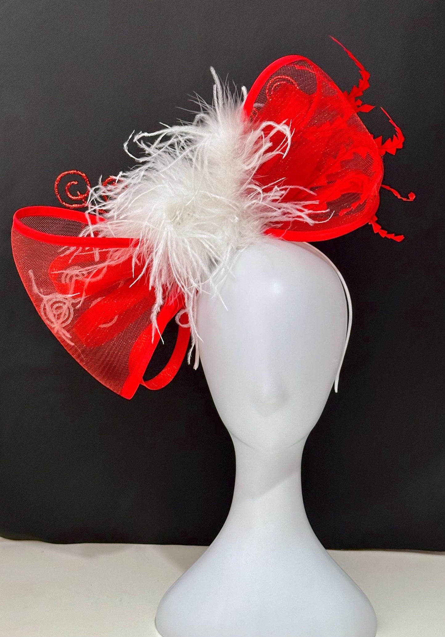 Christmas Fascinator Headband, Red Christmas Headband Fascinator, Snowflake Headband, Red Fascinate Headband, Red Bow Bespoke Headband