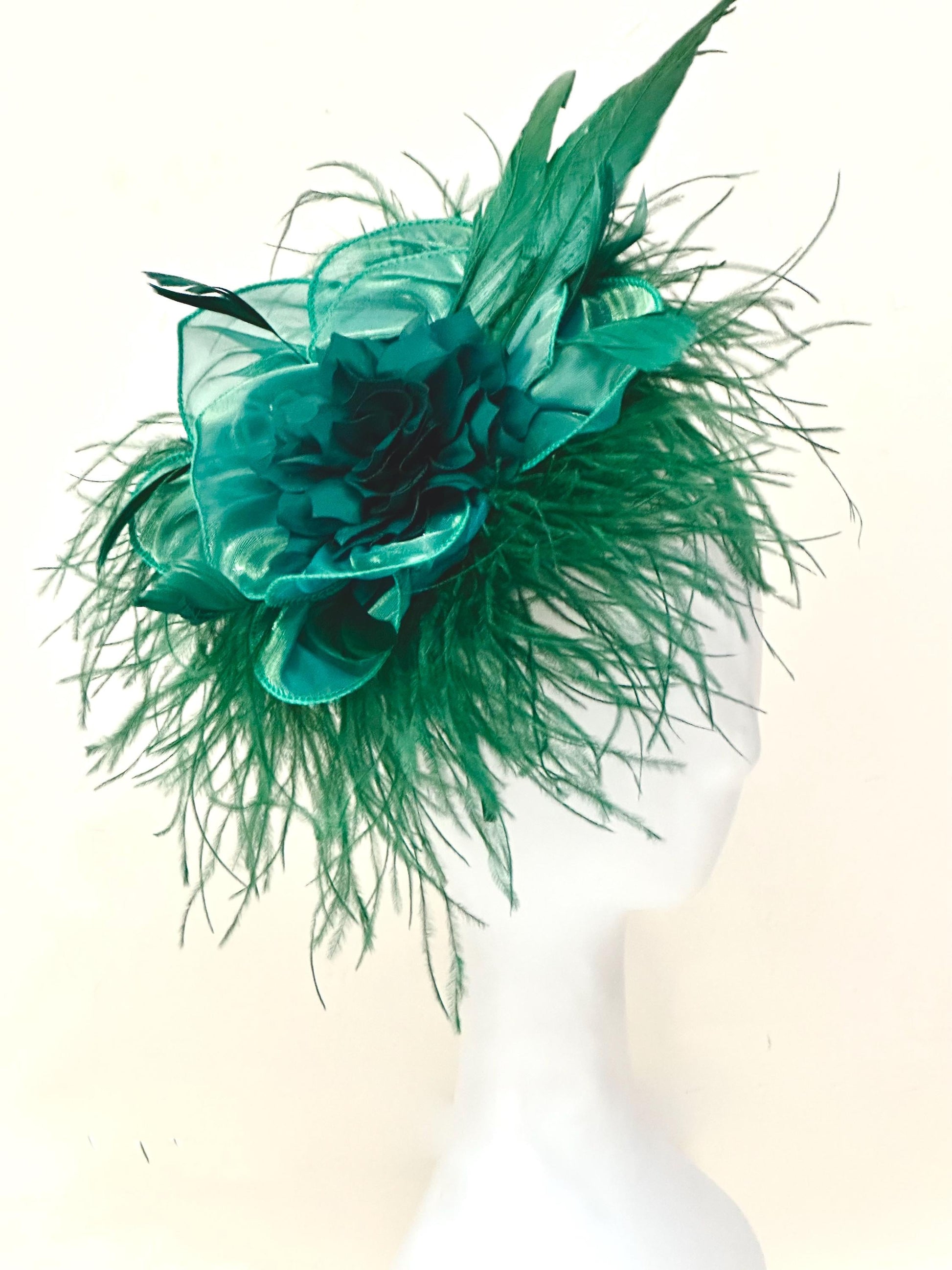 Green and Gold Christmas Fascinator Hat, Gold Green Dark Green Feather Hat,Church Wedding Fascinator Hat, Christmas Tea Party Hat Fascinator