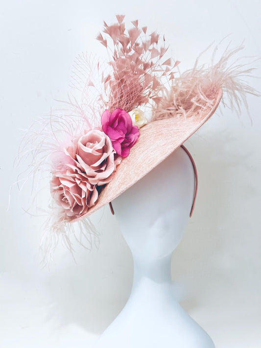 Dusty Rose Beige Derby Fascinator Hat